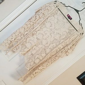 100% cotton button up crochet top